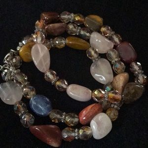 Necklace and Bracelet Set - Polished Natural stone